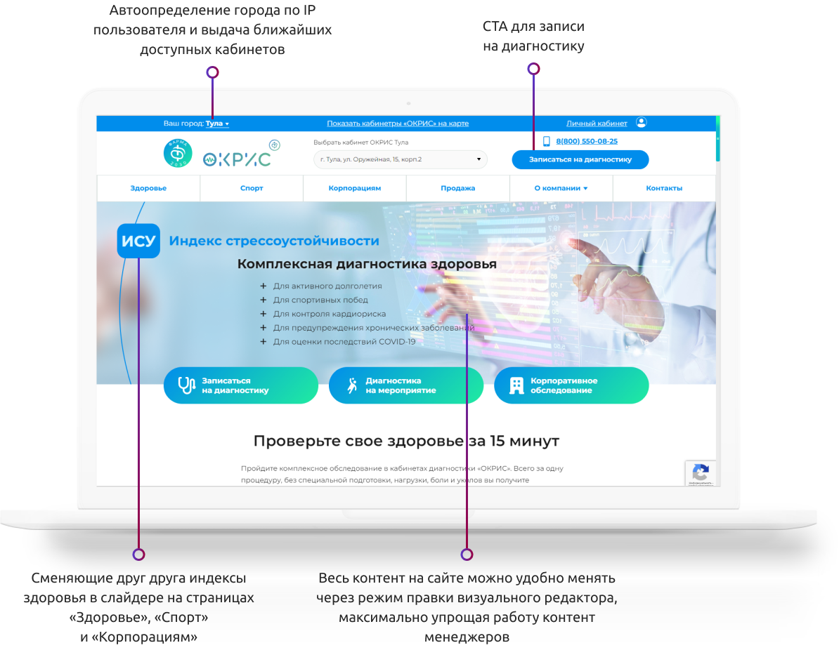 Разработка сайта ОКРИС — особенности проекта